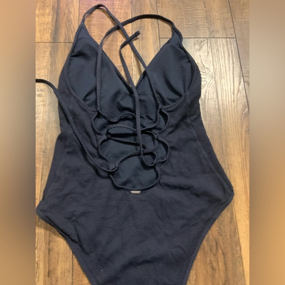 Abercrombie navy ribbed lace up back one piece bathing suit or bodysuit nwot $80 - Picture 5 of 5